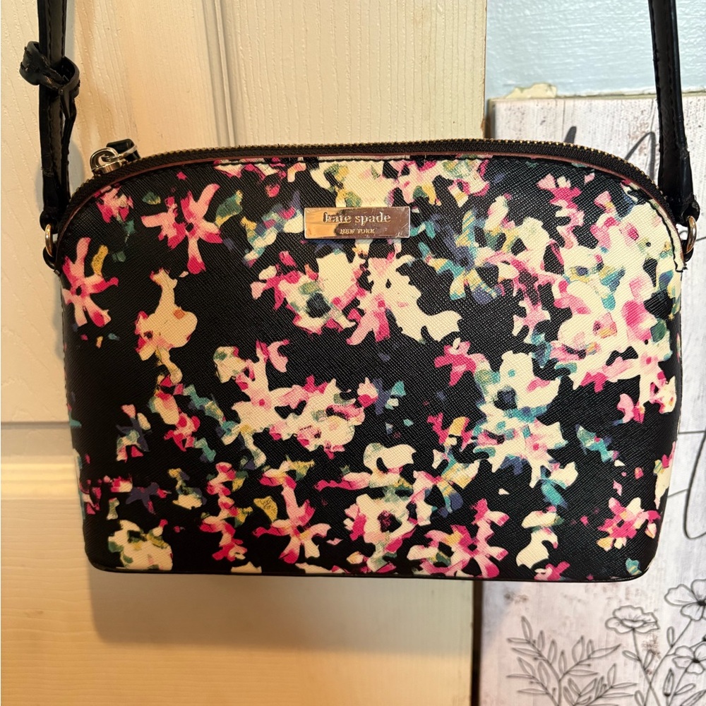 Kate Spade Black Floral Crossbody Bag